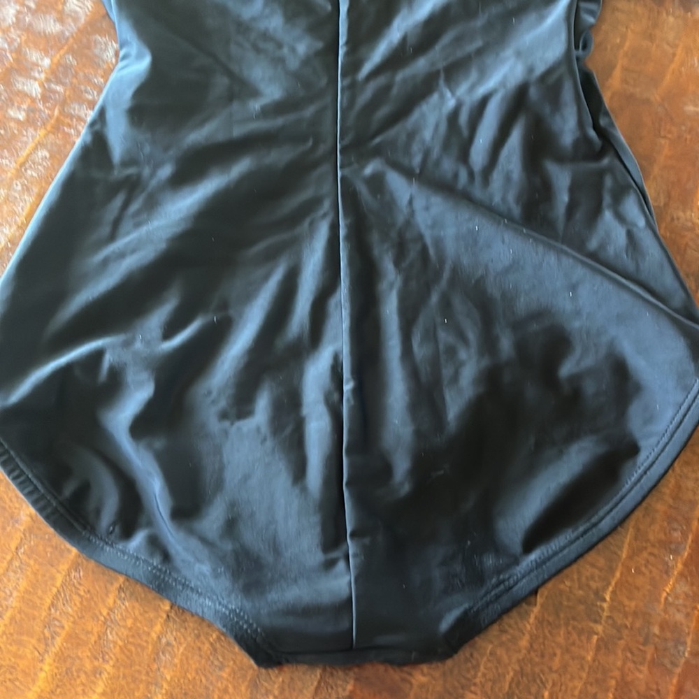 Speedo Solid Black Shirred Conservative One Piece… - image 7